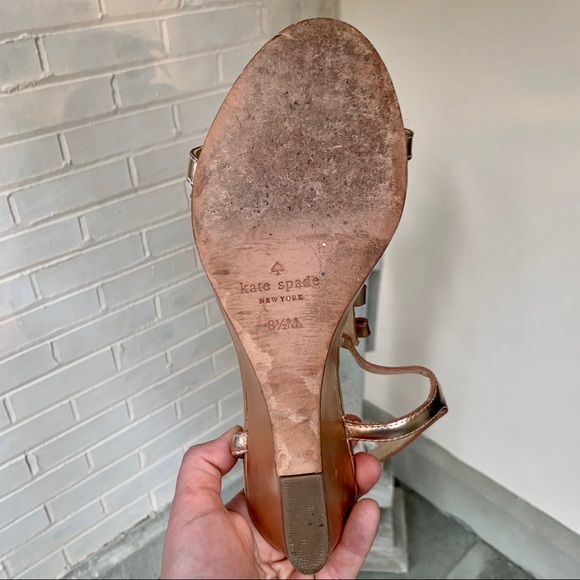 Kate Spade Rose Gold Studded Wedge Sandals - Picture 8 of 11